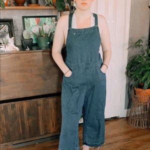 wide leg denim jumpsuit